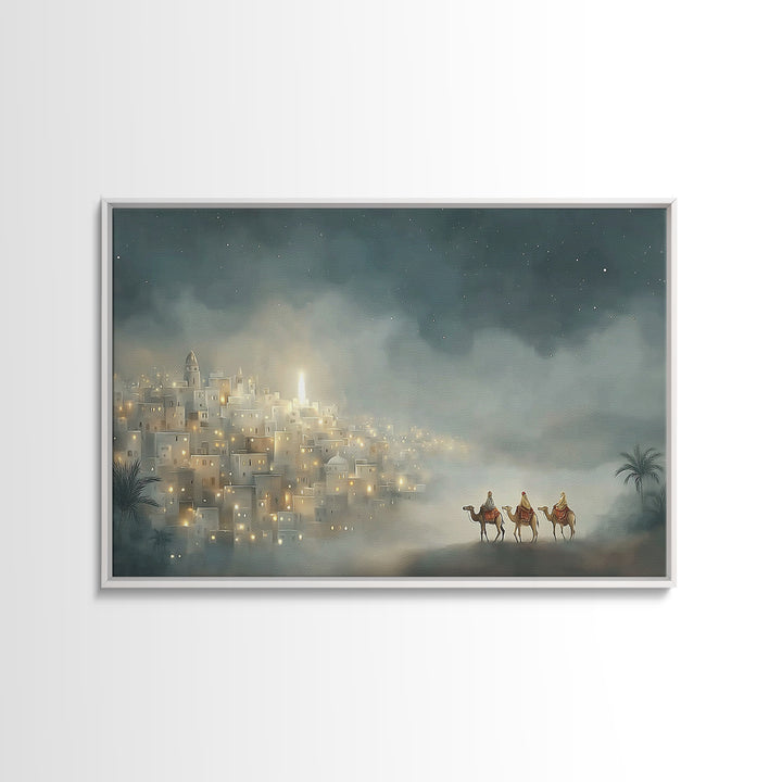 Guided By The Light – Framed Canvas Print – Christian Art Canvas – Christmas Art – Christian Wall Art – Christian Christmas Art