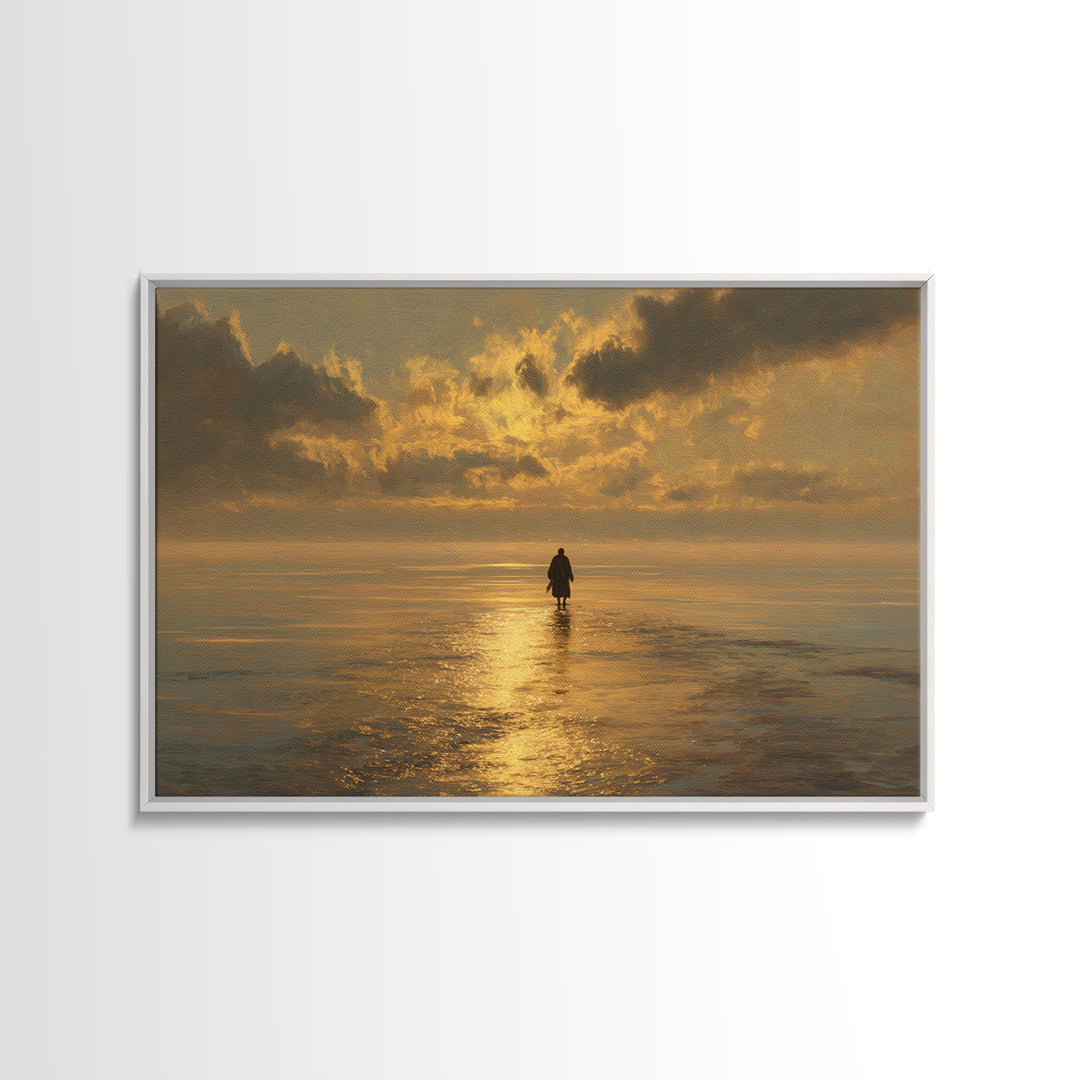Heavenly Shore – Framed Canvas Print – Jesus Painting – Christian Art Canvas – Christian Wall Art – Christmas Art – Christian Decor