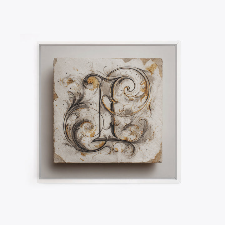 Baroque Scrollwork Made from Looping Pen Strokes Framed Canvas Print, Calligraphy Art, Wall Decor, Living Room Decor, Script, CAL-1x1-12