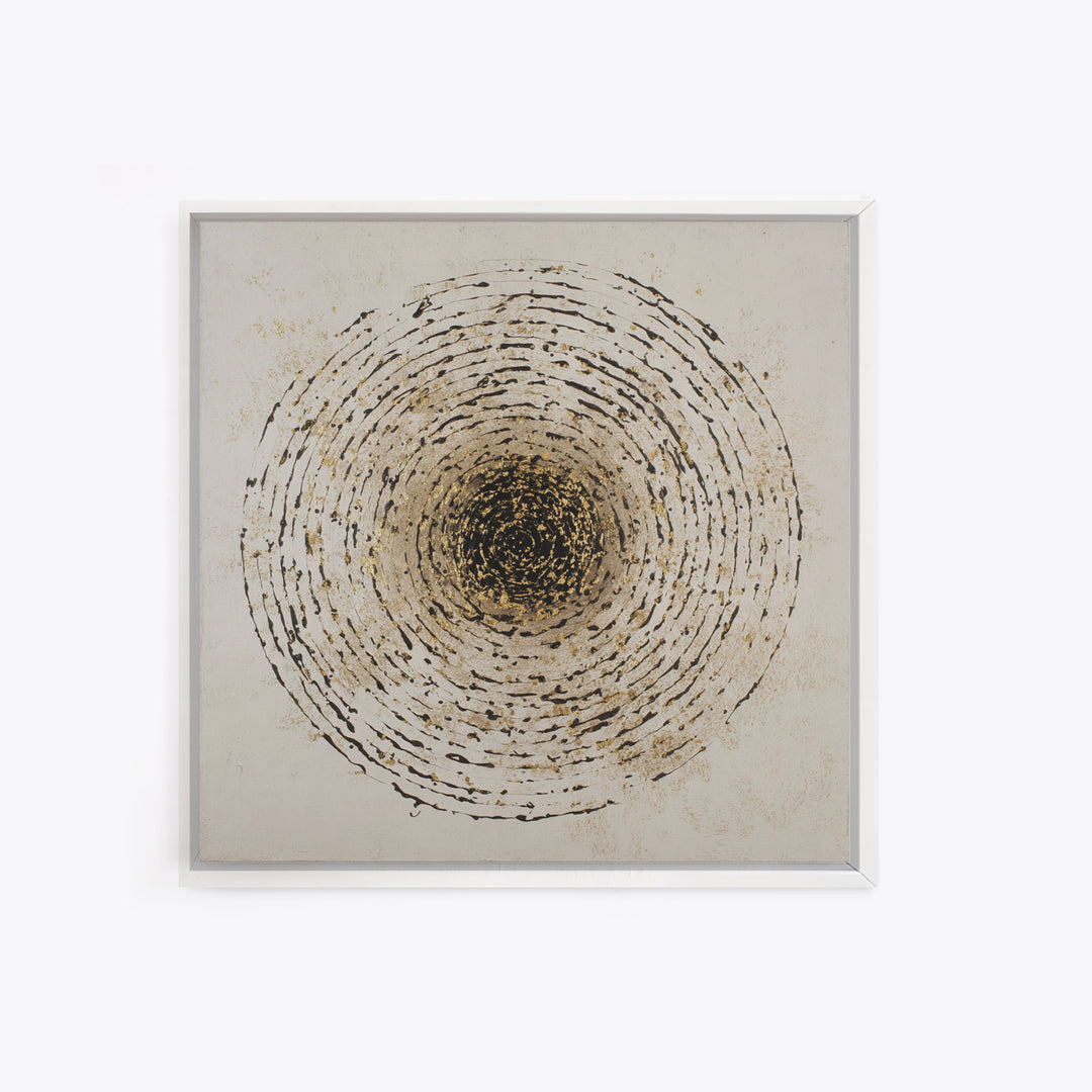 Gold Leaf Calligraphic Spiral on Plaster Surface Canvas Print, Calligraphy Art, Modern Art, Living Room Decor, Fine Art, Script, CAL-1x1-14