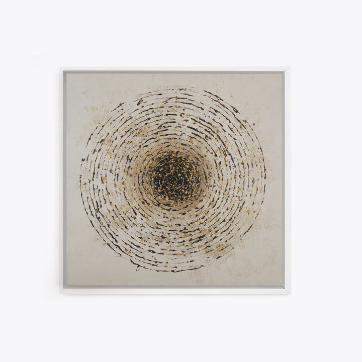 Gold Leaf Calligraphic Spiral on Plaster Surface Canvas Print, Calligraphy Art, Modern Art, Living Room Decor, Fine Art, Script, CAL-1x1-14