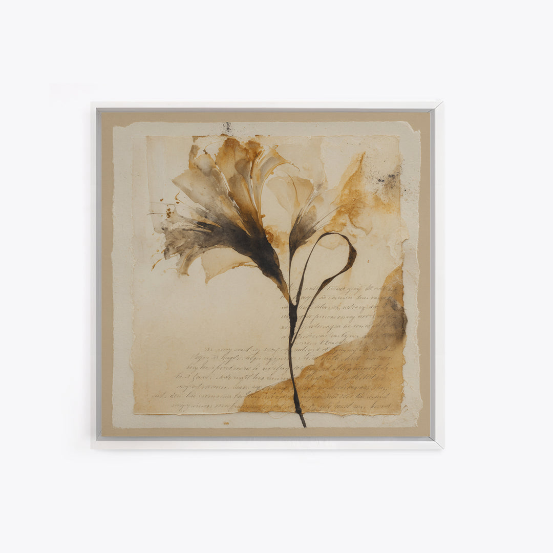 Single Elegant Flourish Shaped Like a Flower Framed Canvas Print, Calligraphy Art, Fine Art Print, Living Room Decor, Script, CAL-1x1-29