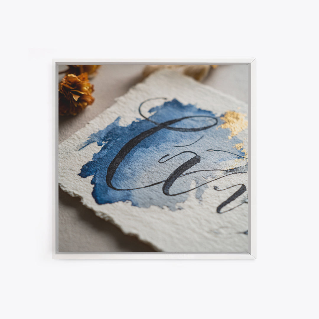 Modern Calligraphy Wave Framed Canvas Print, Calligraphy Art, Japanese Decor, Living Room Decor, Fine Art, Script, Art Print, CAL-1x1-34