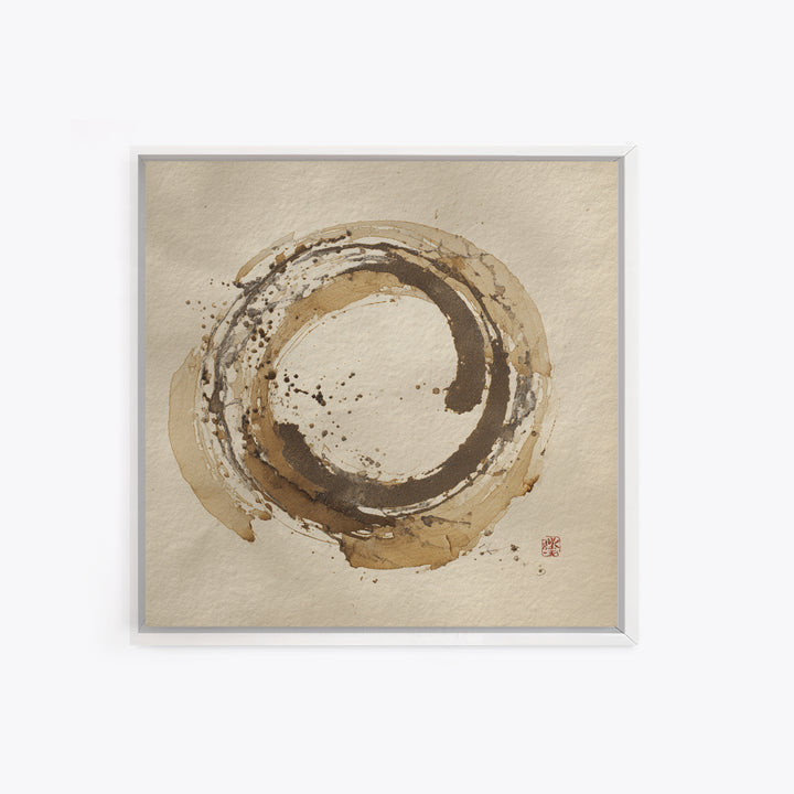 Japanese Brush Mark Circle Canvas Print, Calligraphy Art, Home Decor, Living Room Decor, Fine Art, Script, Wall Art Print, CAL-1x1-4