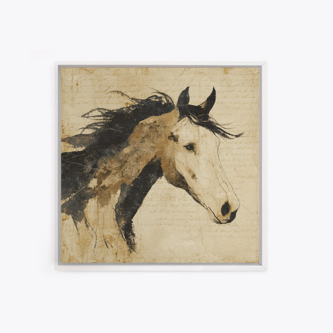 Calligraphic Horse Silhouette Made from One Line Canvas Print, Calligraphy Art, Gallery Decor, Living Room Decor, Script, CAL-1x1-41