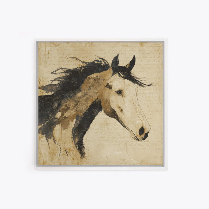 Calligraphic Horse Silhouette Made from One Line Canvas Print, Calligraphy Art, Gallery Decor, Living Room Decor, Script, CAL-1x1-41