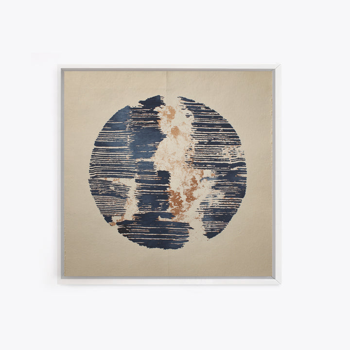 Layered Copper Ink Strokes on Dark Navy Canvas Print, Calligraphy Art, Digital Download Art, Living Room Decor, Script, CAL-1x1-54