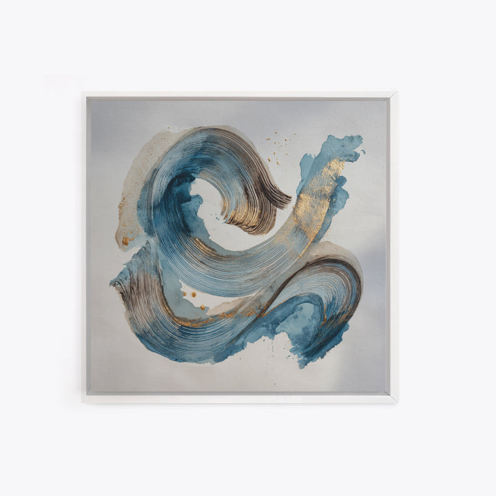 Modern Calligraphy Wave Framed Canvas Print, Calligraphy Art, Japanese Decor, Living Room Decor, Fine Art, Script, Art Print, CAL-1x1-58