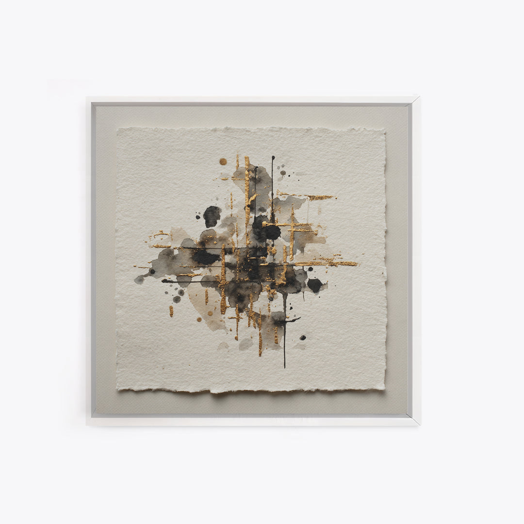 Ink Splatter and Long Brushstroke Composition Canvas Print, Calligraphy Art, Living Room Wall Art, Living Room Decor, Script, CAL-1x1-64