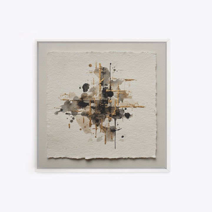 Ink Splatter and Long Brushstroke Composition Canvas Print, Calligraphy Art, Living Room Wall Art, Living Room Decor, Script, CAL-1x1-64