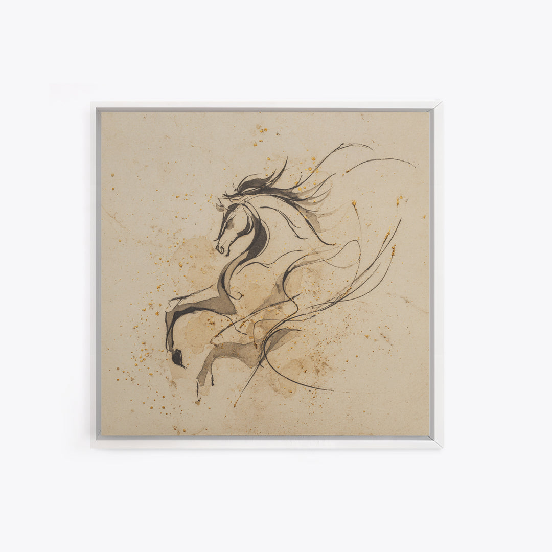 Calligraphic Horse Silhouette Made from One Line Canvas Print, Calligraphy Art, Gallery Decor, Living Room Decor, Script, CAL-1x1-65