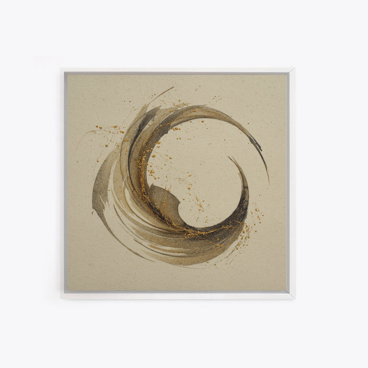 Crescent Moon Made from Elegant Ink Swashes Canvas Print, Calligraphy Art, Neutral Decor, Living Room Decor, Fine Art, Script, CAL-1x1-69