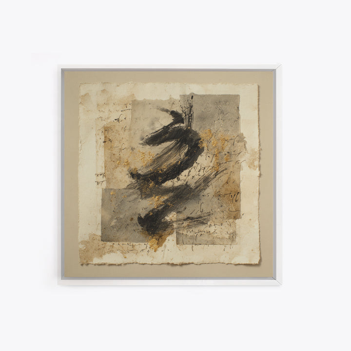 Abstract Prayer Flag of Brush Marks Framed Canvas Print, Calligraphy Art, Japanese Decor, Living Room Decor, Fine Art, Script, CAL-1x1-71