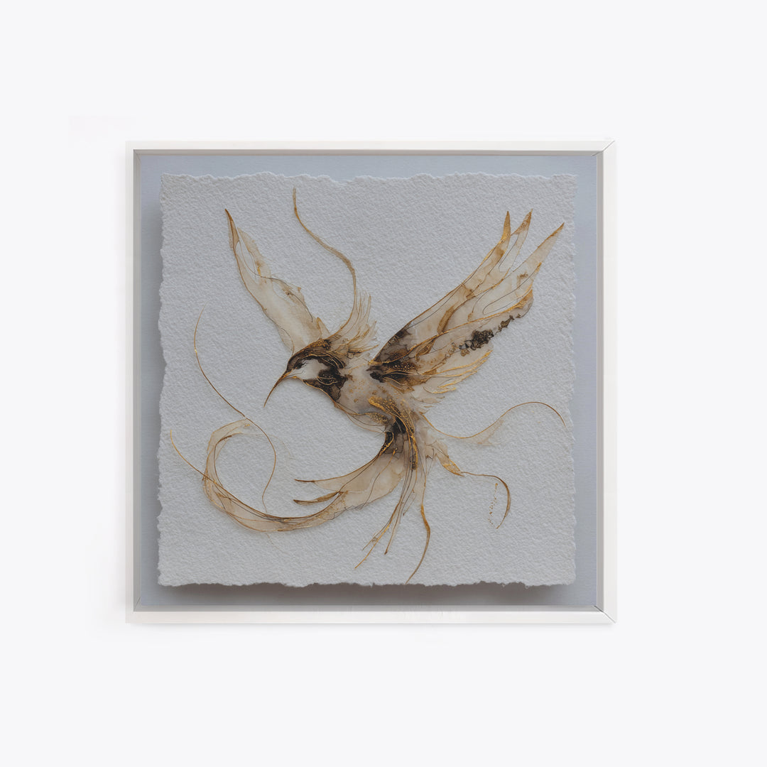 Calligraphic Bird Shape Formed from Flowing Lines Framed Canvas Print, Calligraphy Art, Printable, Living Room Decor, Script, CAL-1x1-8