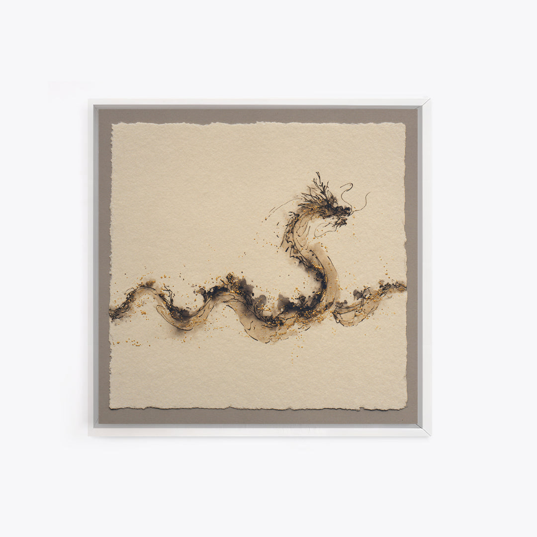 Ink Wash Dragon Curve Canvas Print, Calligraphy Art, Textured Painting, Living Room Decor, Fine Art, Script, Printable Wall Art, CAL-1x1-81