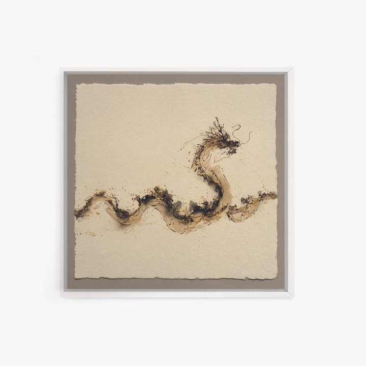 Ink Wash Dragon Curve Canvas Print, Calligraphy Art, Textured Painting, Living Room Decor, Fine Art, Script, Printable Wall Art, CAL-1x1-81