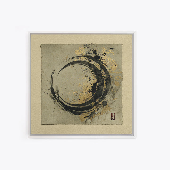 Crescent Moon Made from Elegant Ink Swashes Framed Canvas Print, Calligraphy Art, Luxury Decor, Living Room Decor, Script, CAL-1x1-93