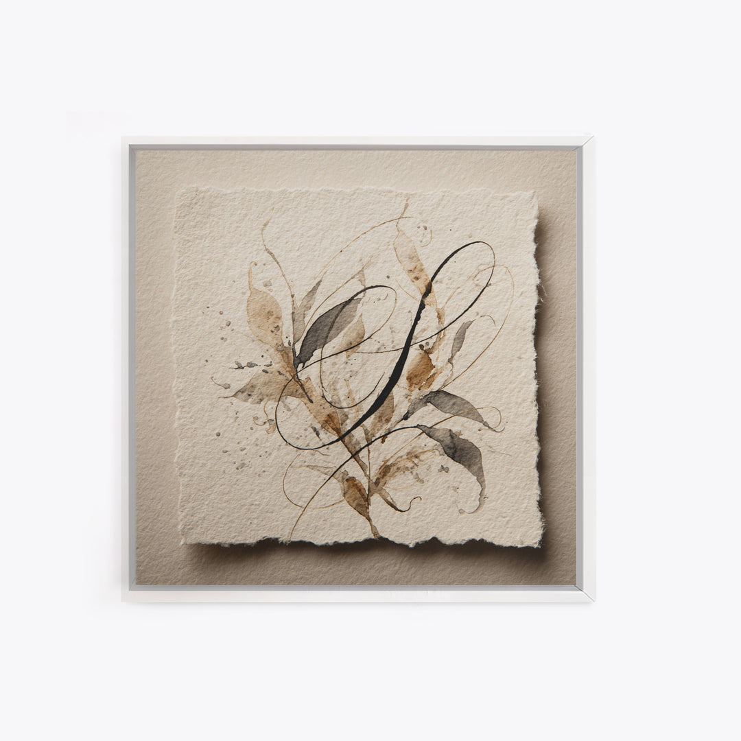 Botanical Calligraphy Pattern Canvas Print, Calligraphy Art, Quote Wall Art, Living Room Decor, Watercolor Art, Script, CAL-1x1-94