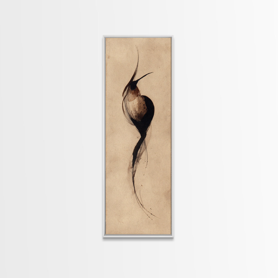 Calligraphic Bird Shape Formed from Flowing Lines Canvas Print, Calligraphy Art, Luxury Decor, Living Room Decor, Script, CAL-1x3-20