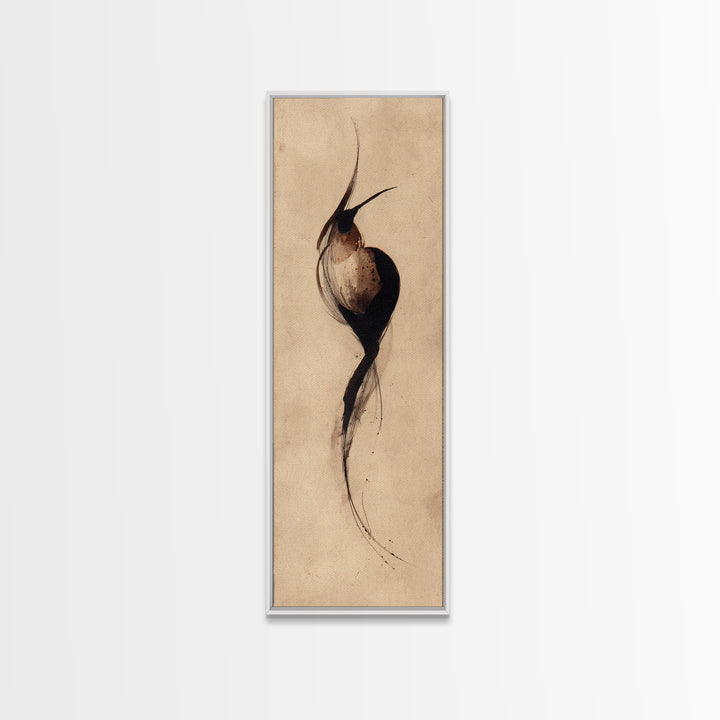 Calligraphic Bird Shape Formed from Flowing Lines Canvas Print, Calligraphy Art, Luxury Decor, Living Room Decor, Script, CAL-1x3-20