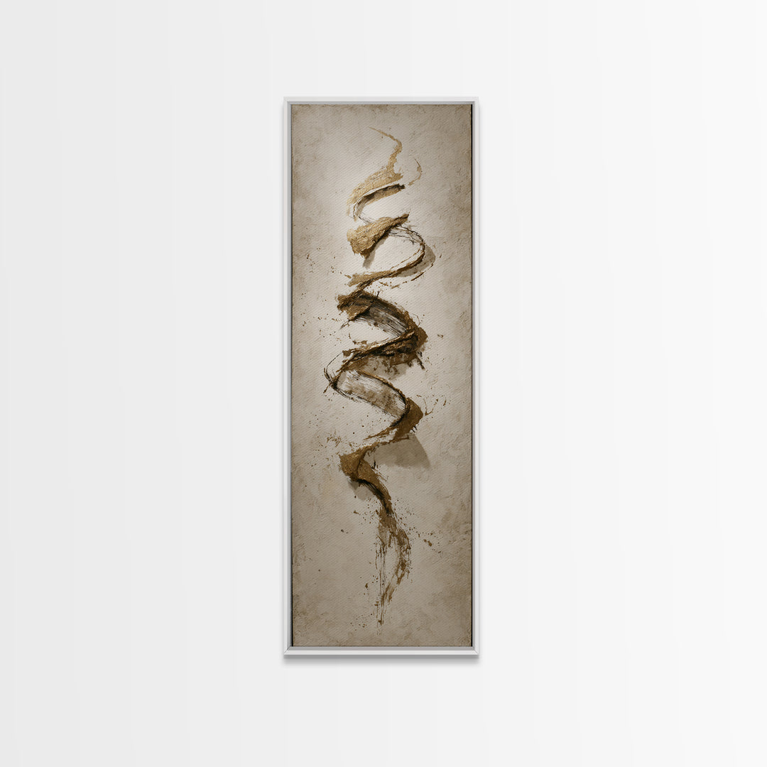 Gold Leaf Calligraphic Spiral on Plaster Surface Canvas Print, Calligraphy Art, Wall Art Printable, Living Room Decor, Script, CAL-1x3-26