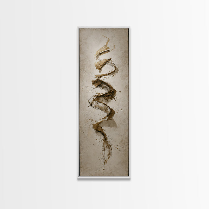Gold Leaf Calligraphic Spiral on Plaster Surface Canvas Print, Calligraphy Art, Wall Art Printable, Living Room Decor, Script, CAL-1x3-26