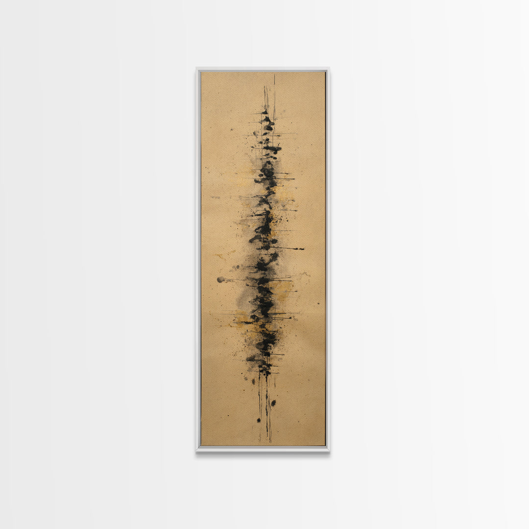 Ink Splatter and Long Brushstroke Composition Canvas Print, Calligraphy Art, Room Decor, Living Room Decor, Fine Art, Script, CAL-1x3-28