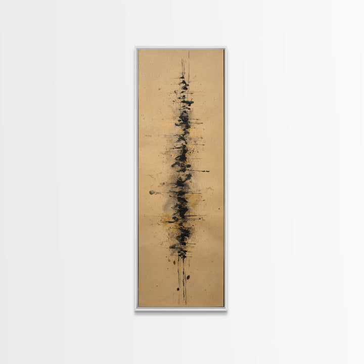 Ink Splatter and Long Brushstroke Composition Canvas Print, Calligraphy Art, Room Decor, Living Room Decor, Fine Art, Script, CAL-1x3-28