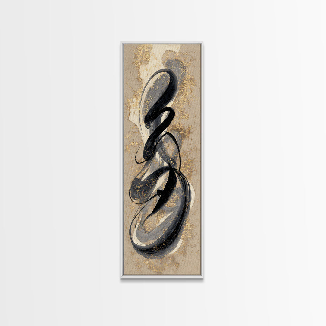 Ornamental Frame of Flourished Pen Curves Framed Canvas Print, Calligraphy Art, Scripture Art, Living Room Decor, Script, CAL-1x3-30