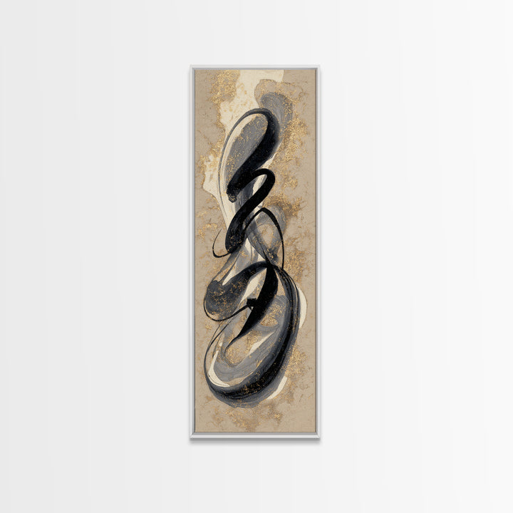 Ornamental Frame of Flourished Pen Curves Framed Canvas Print, Calligraphy Art, Scripture Art, Living Room Decor, Script, CAL-1x3-30