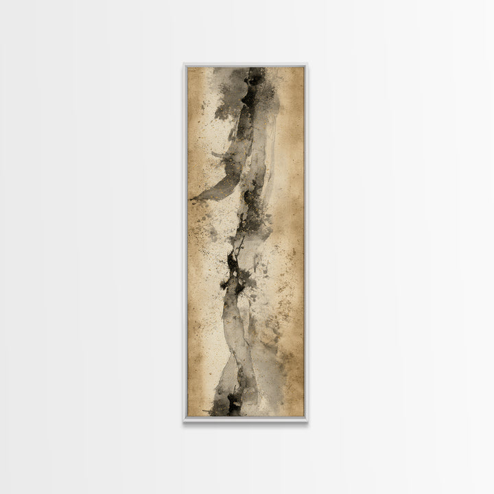 Abstract Prayer Flag of Brush Marks Canvas Print, Calligraphy Art, Wall Art, Living Room Decor, Script, Wall Art Print, CAL-1x3-35