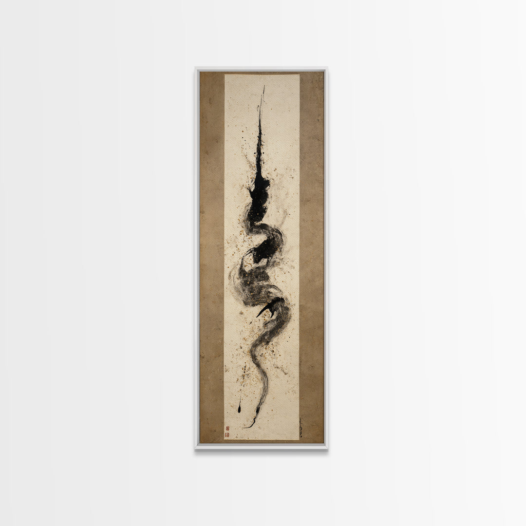 Calligraphic Bird Shape Formed from Flowing Lines Canvas Print, Calligraphy Art, Contemporary Art, Living Room Decor, Script, CAL-1x3-44