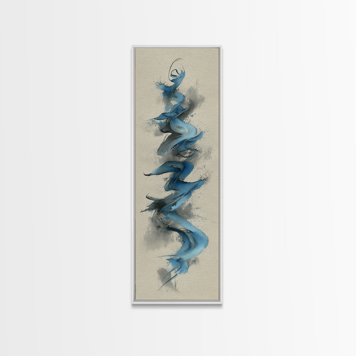 Modern Calligraphy Wave Framed Canvas Print, Calligraphy Art, Watercolor Print, Living Room Decor, Fine Art, Script, CAL-1x3-46