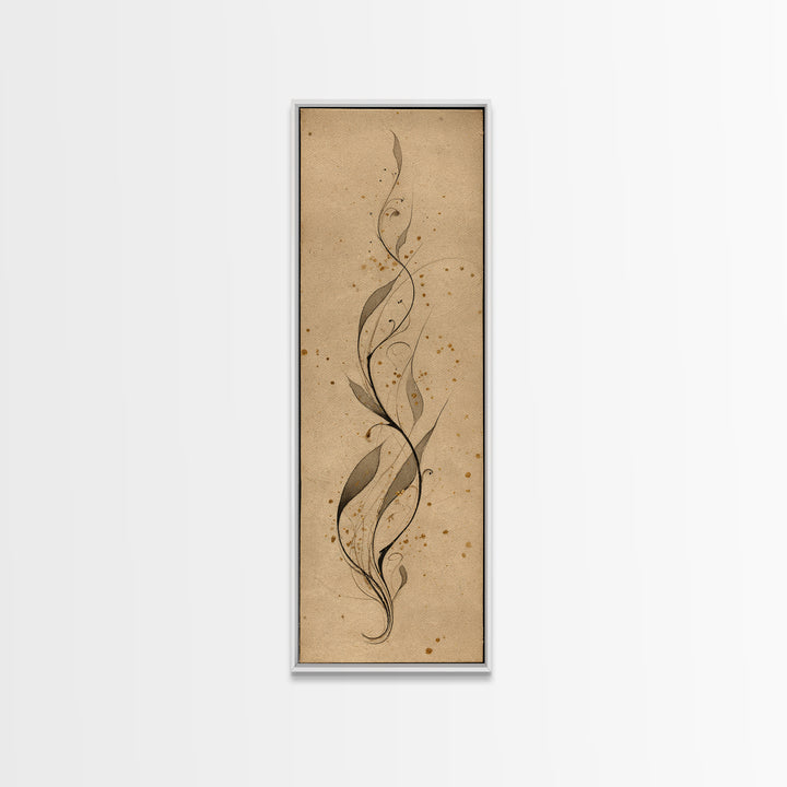 Floral Vine Created from Graceful Script Like Canvas Print, Calligraphy Art, Printable Wall Art, Living Room Decor, Script, CAL-1x3-47