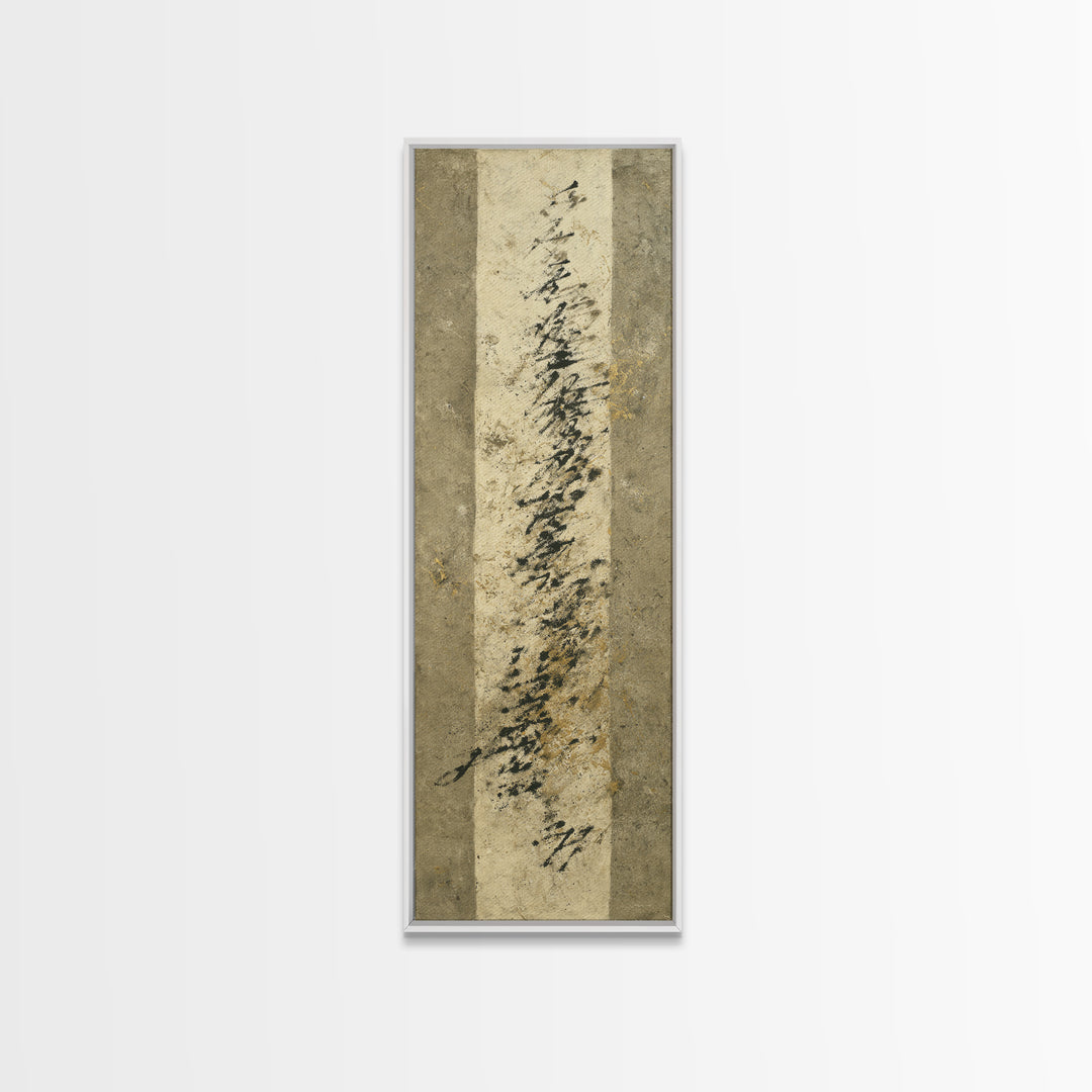 Abstract Prayer Flag of Brush Marks Canvas Print, Calligraphy Art, Printable Art, Living Room Decor, Fine Art, Script, CAL-1x3-59