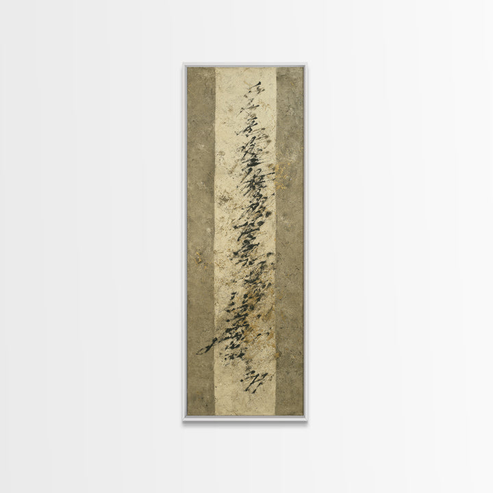 Abstract Prayer Flag of Brush Marks Canvas Print, Calligraphy Art, Printable Art, Living Room Decor, Fine Art, Script, CAL-1x3-59