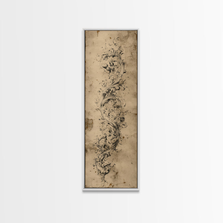 Baroque Scrollwork Made from Looping Pen Strokes Canvas Print, Calligraphy Art, Printable Art, Living Room Decor, Script, CAL-1x3-72