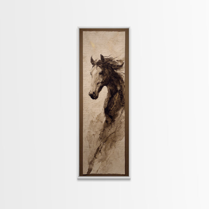 Calligraphic Horse Silhouette Made from One Line Canvas Print, Calligraphy Art, Art Print, Living Room Decor, Fine Art, Script, CAL-1x3-77