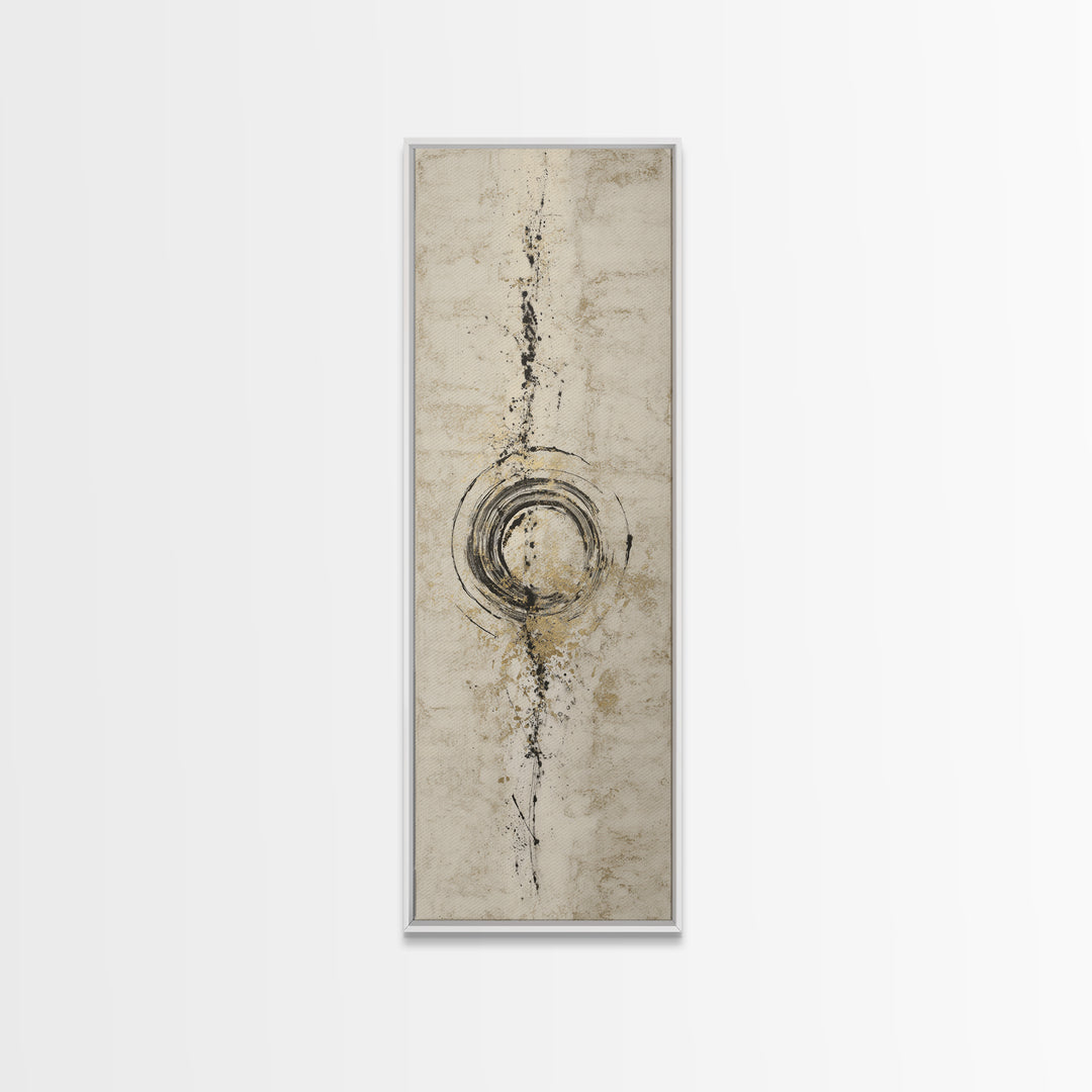 Japanese Brush Mark Circle Canvas Print, Calligraphy Art, Modern Wall Art, Living Room Decor, Script, Watercolor Print, CAL-1x3-88