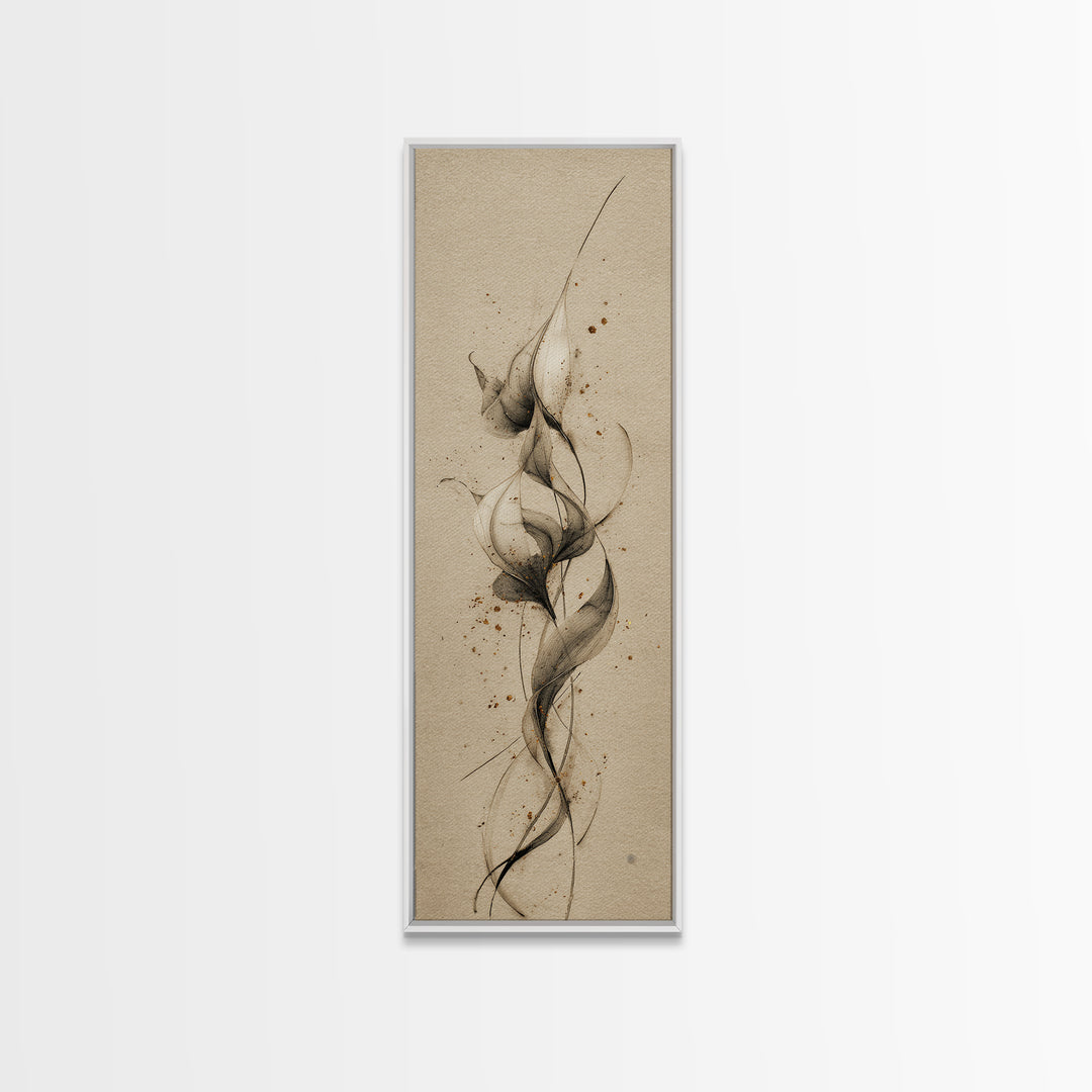 Single Elegant Flourish Shaped Like a Flower Canvas Print, Calligraphy Art, Watercolor Art, Living Room Decor, Script, CAL-1x3-89