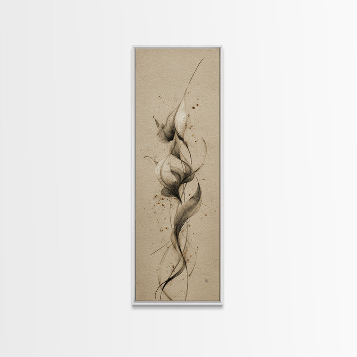 Single Elegant Flourish Shaped Like a Flower Canvas Print, Calligraphy Art, Watercolor Art, Living Room Decor, Script, CAL-1x3-89