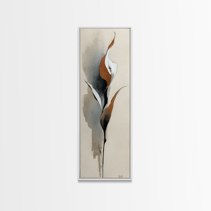 Floral Vine Created from Graceful Script Like Canvas Print, Calligraphy Art, Japanese Decor, Living Room Decor, Oil Painting, CAL-1x3-95