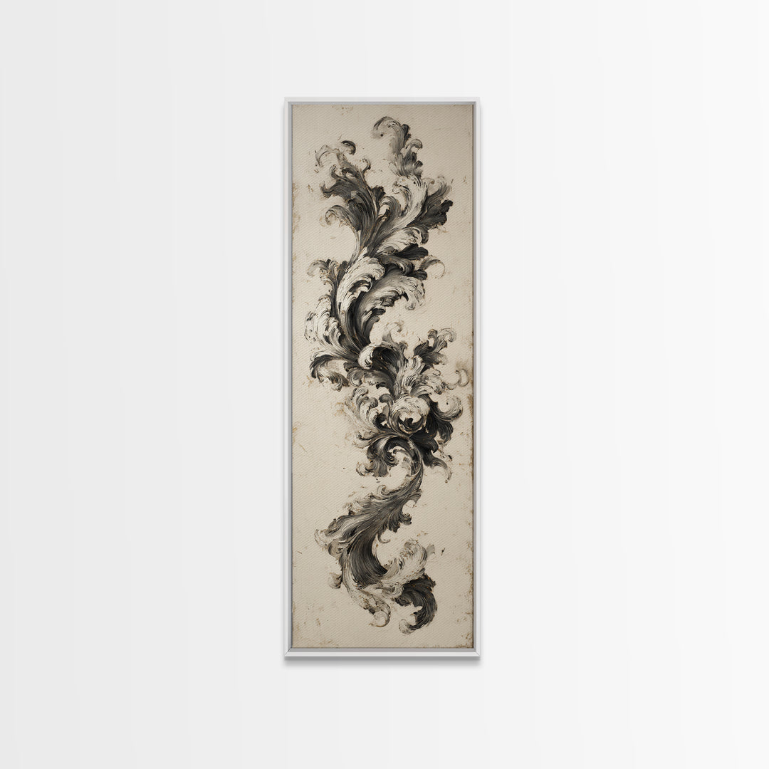 Baroque Scrollwork Made from Looping Pen Strokes Canvas Print, Calligraphy Art, Living Room Wall Art, Living Room Decor, Script, CAL-1x3-96