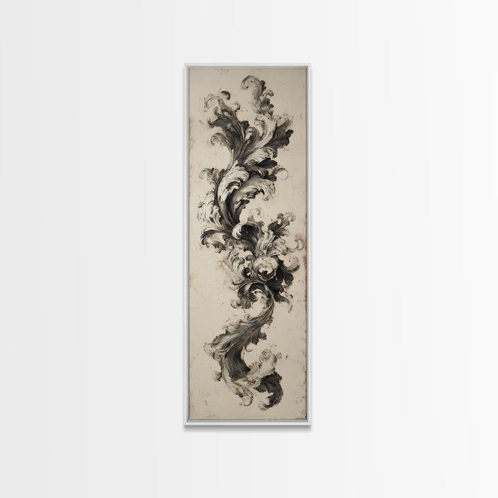 Baroque Scrollwork Made from Looping Pen Strokes Canvas Print, Calligraphy Art, Living Room Wall Art, Living Room Decor, Script, CAL-1x3-96