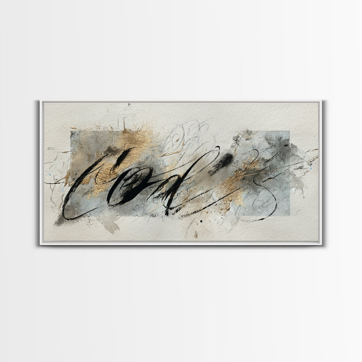 Romantic Handwritten Marks Without Readable Words Canvas Print, Calligraphy Art, Bedroom Wall Decor, Living Room Decor, Script, CAL-2x1-11