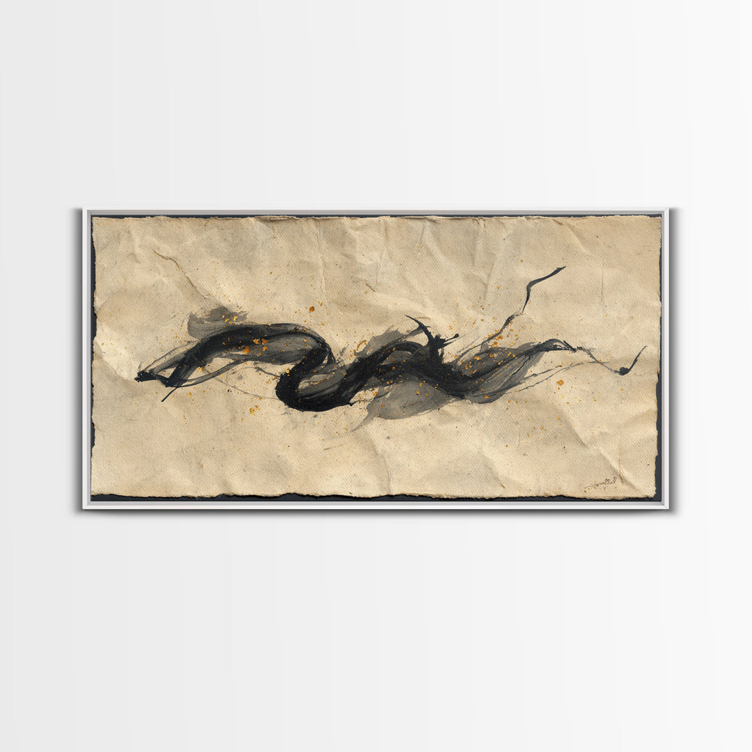 Abstract Prayer Flag of Brush Marks Framed Canvas Print, Calligraphy Art, Digital Prints, Living Room Decor, Fine Art, Script, CAL-2x1-43