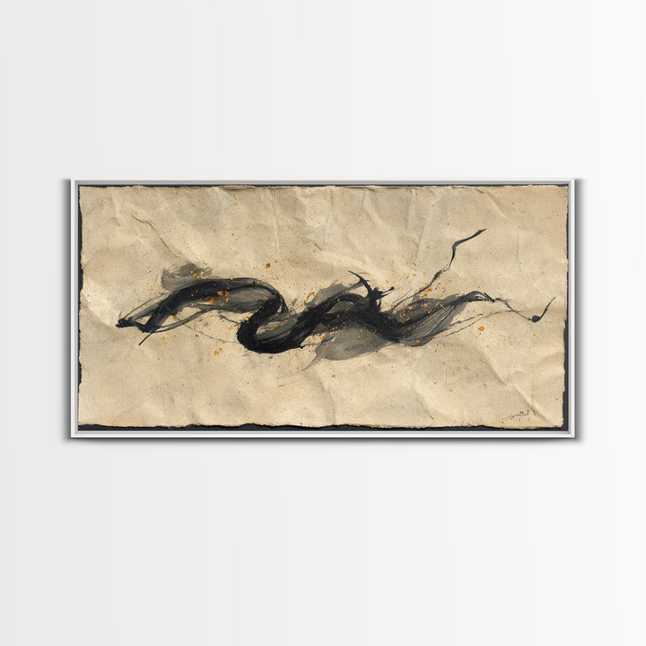 Abstract Prayer Flag of Brush Marks Framed Canvas Print, Calligraphy Art, Digital Prints, Living Room Decor, Fine Art, Script, CAL-2x1-43