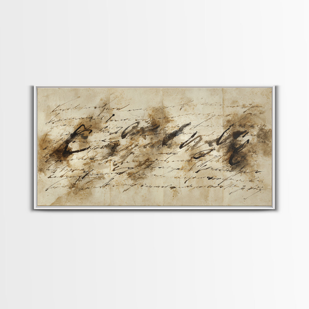 Expressive Musical Rhythm Painted as Ink Strokes Canvas Print, Calligraphy Art, Textured Painting, Living Room Decor, Script, CAL-2x1-44