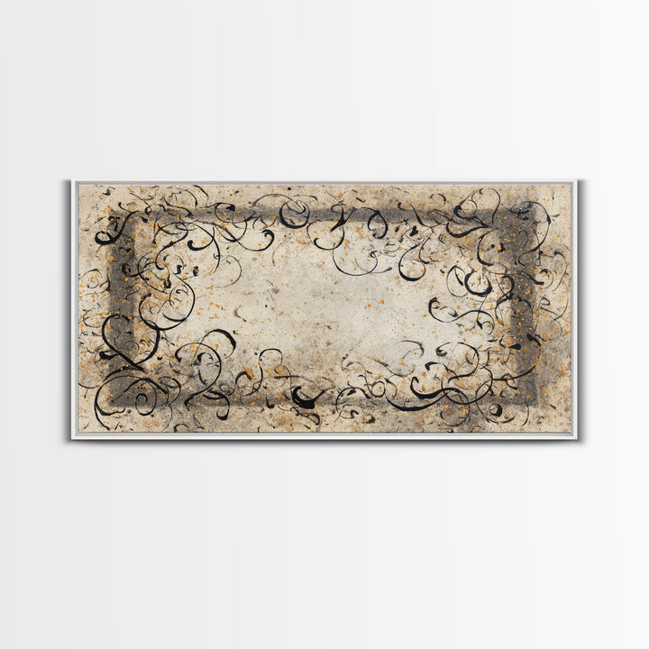 Ornamental Frame of Flourished Pen Curves Canvas Print, Calligraphy Art, Room Decor, Living Room Decor, Fine Art, Script, CAL-2x1-62