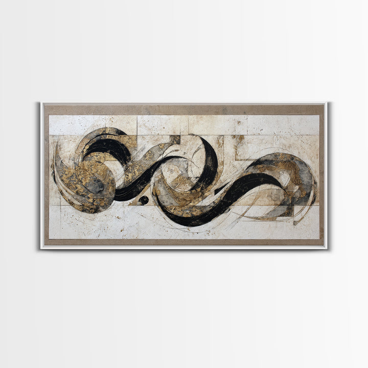 Arabic Ornamental Curves as Non Readable Art Canvas Print, Calligraphy Art, Wall Art Printable, Living Room Decor, Script, CAL-2x1-71